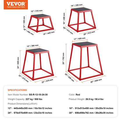 Plyometric Jump Boxes, 12/18/24/30 Inch