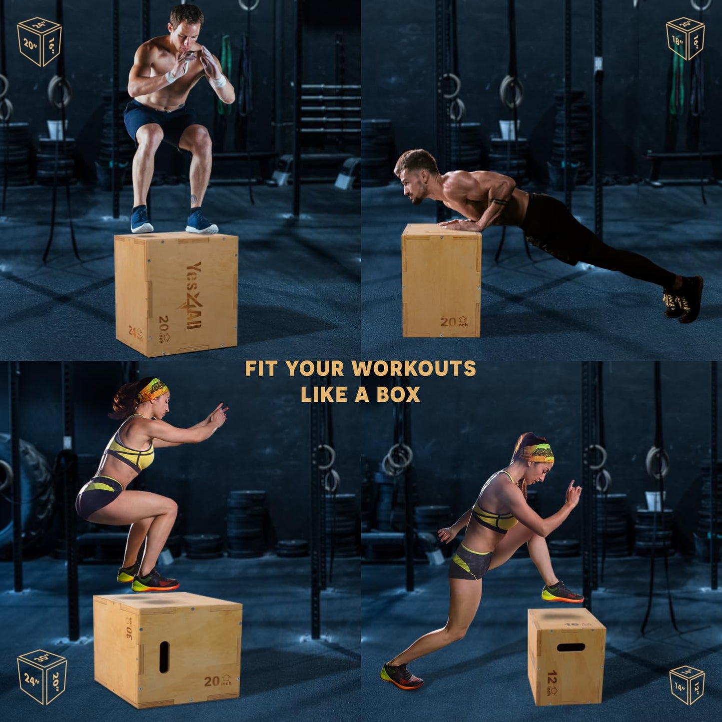 Wooden Plyo Box - 16x14x12