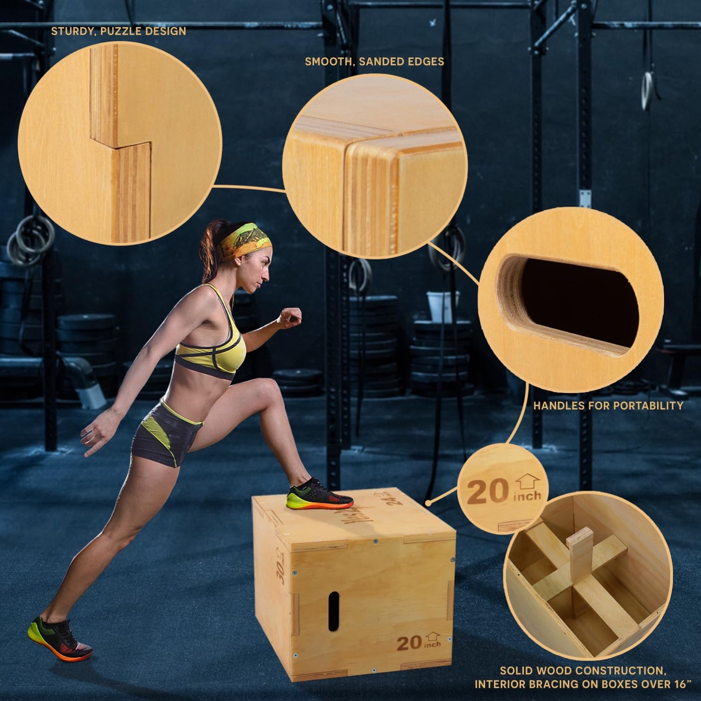 Wooden Plyo Box - 16x14x12